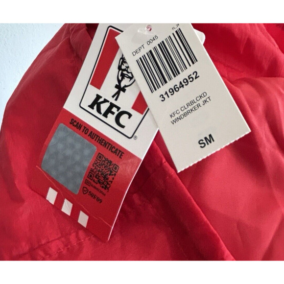 KFC Kentucky Fried Chicken Windbreaker‎ Jacket Small Colonel Sanders NWT Novelty - Picture 10 of 13